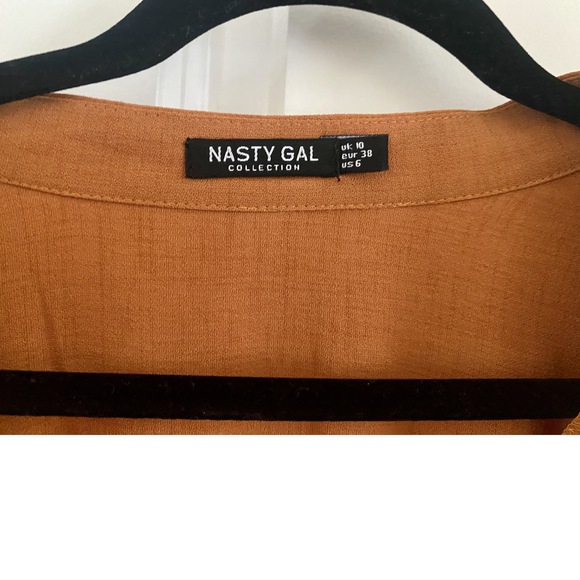 NASTY GAL Orange/Bronze/Sienna V-Neck Maxi-Dress (Size 6US) - Picture 7 of 10